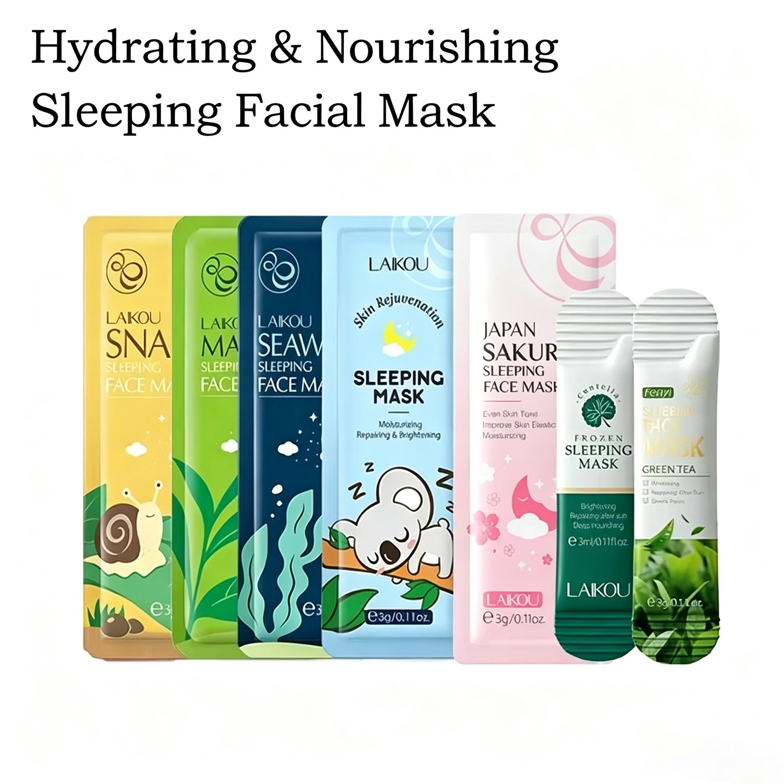 LAIKOU 7個入りスリーピングフェイシャルマスクセット  - Chamomile Tea のレビューと価格