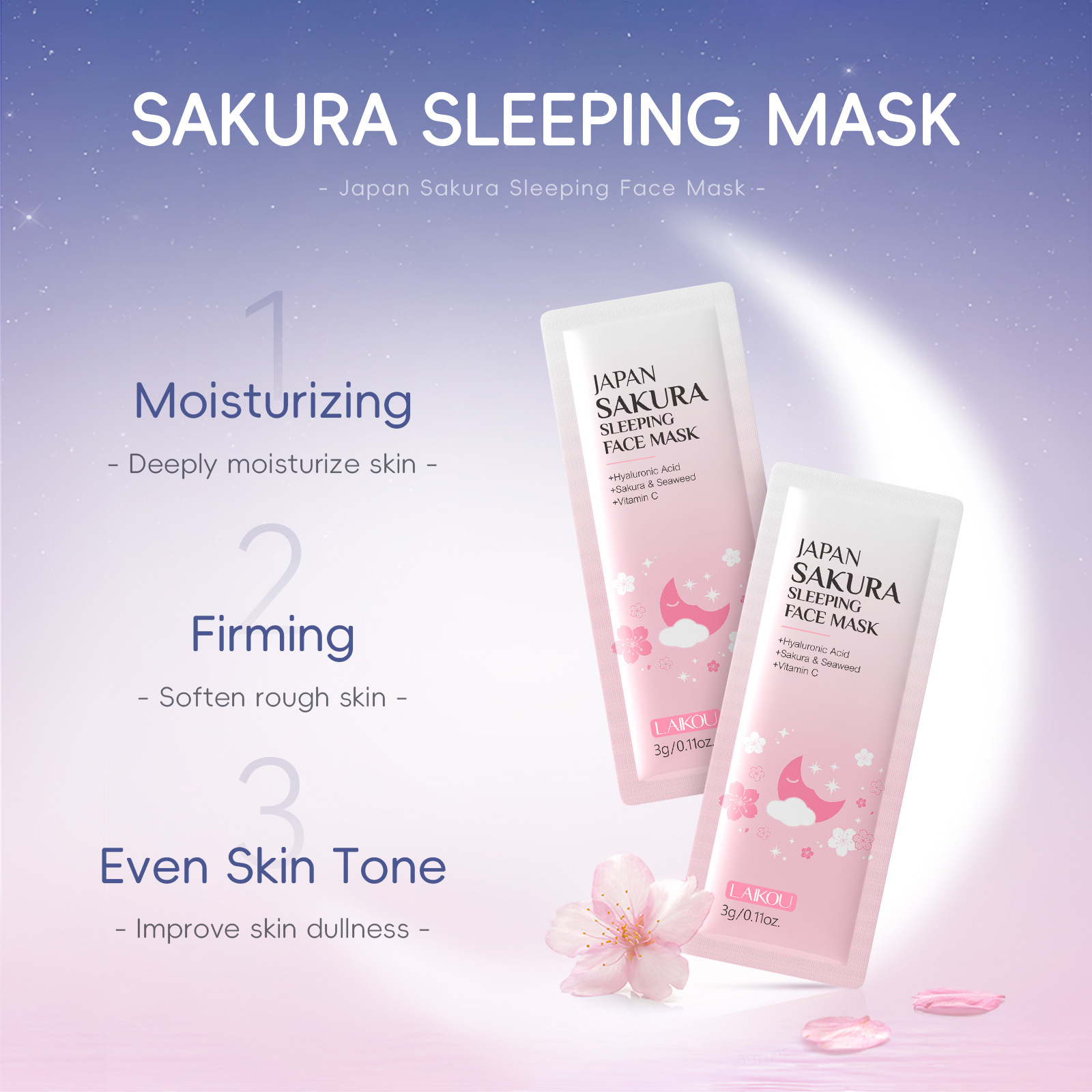 LAIKOU 7個入りスリーピングフェイシャルマスクセット  - Chamomile Tea のレビューと価格